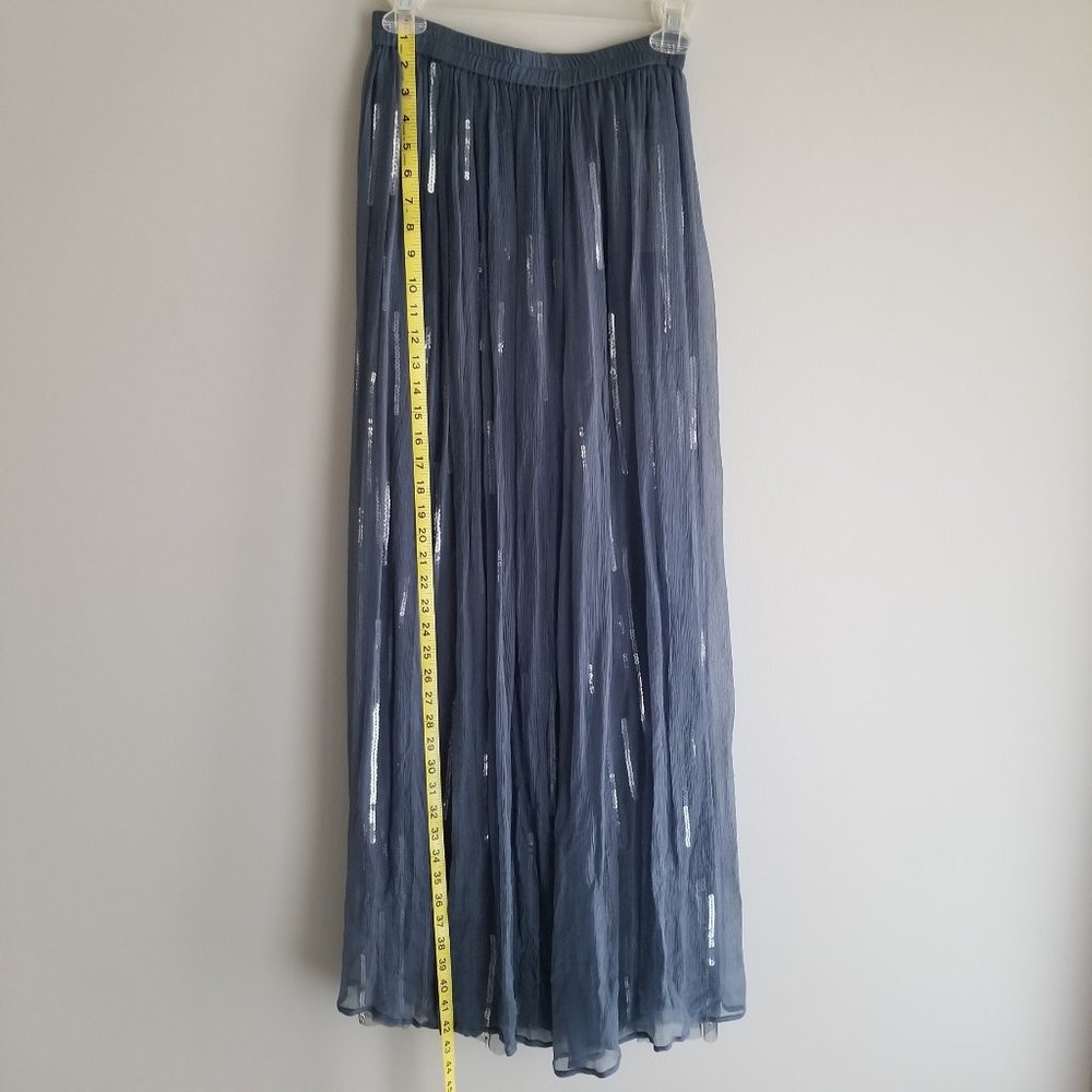 Chan Luu Slate Blue Sheer Maxi Skirt with Sequin Strips - Picture 3 of 11